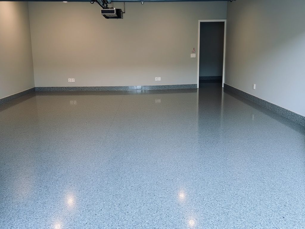 Illustrative example: a two-car garage floor finished in flake epoxy